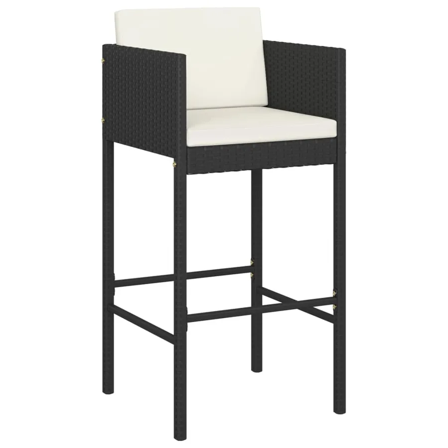 Ensemble de bar de jardin 5 pcs et coussins Résine tressée Noir - 3