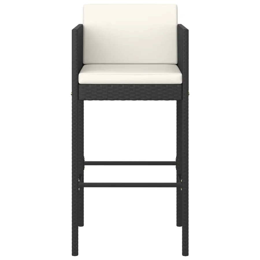 Ensemble de bar de jardin 5 pcs et coussins Résine tressée Noir - 4