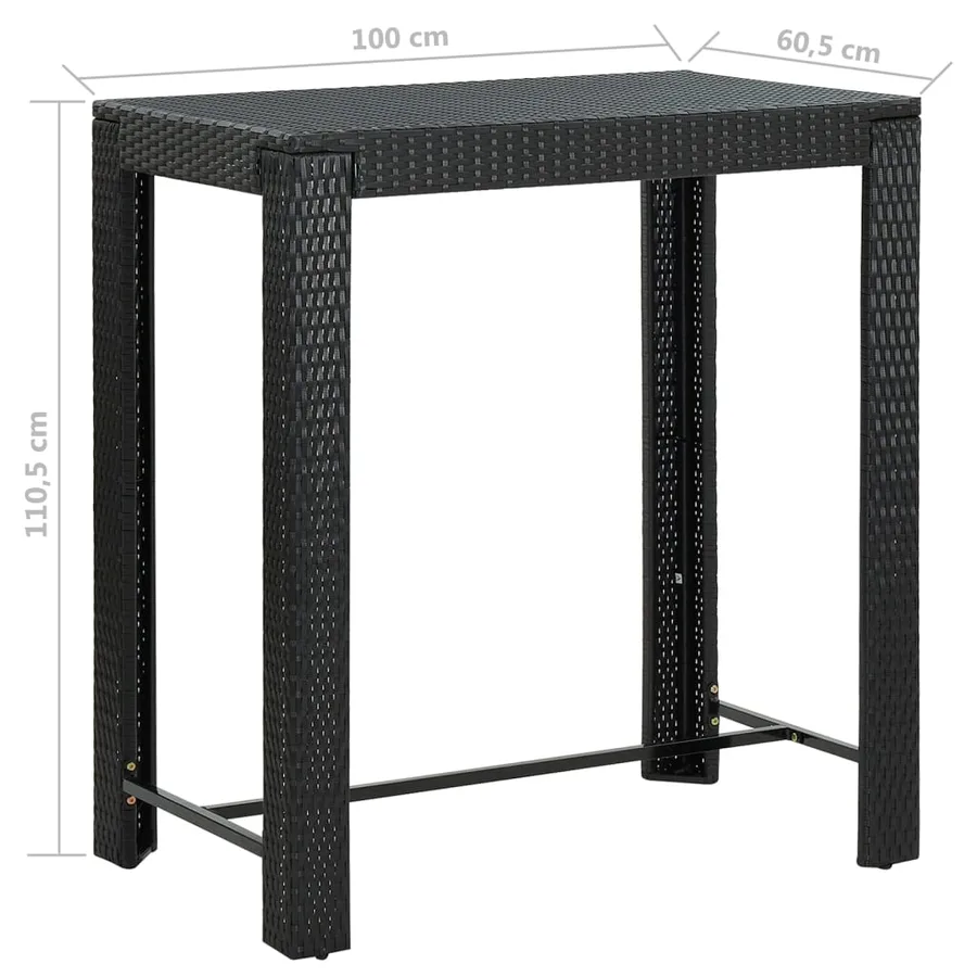 Ensemble de bar de jardin 5 pcs et coussins Résine tressée Noir - 9