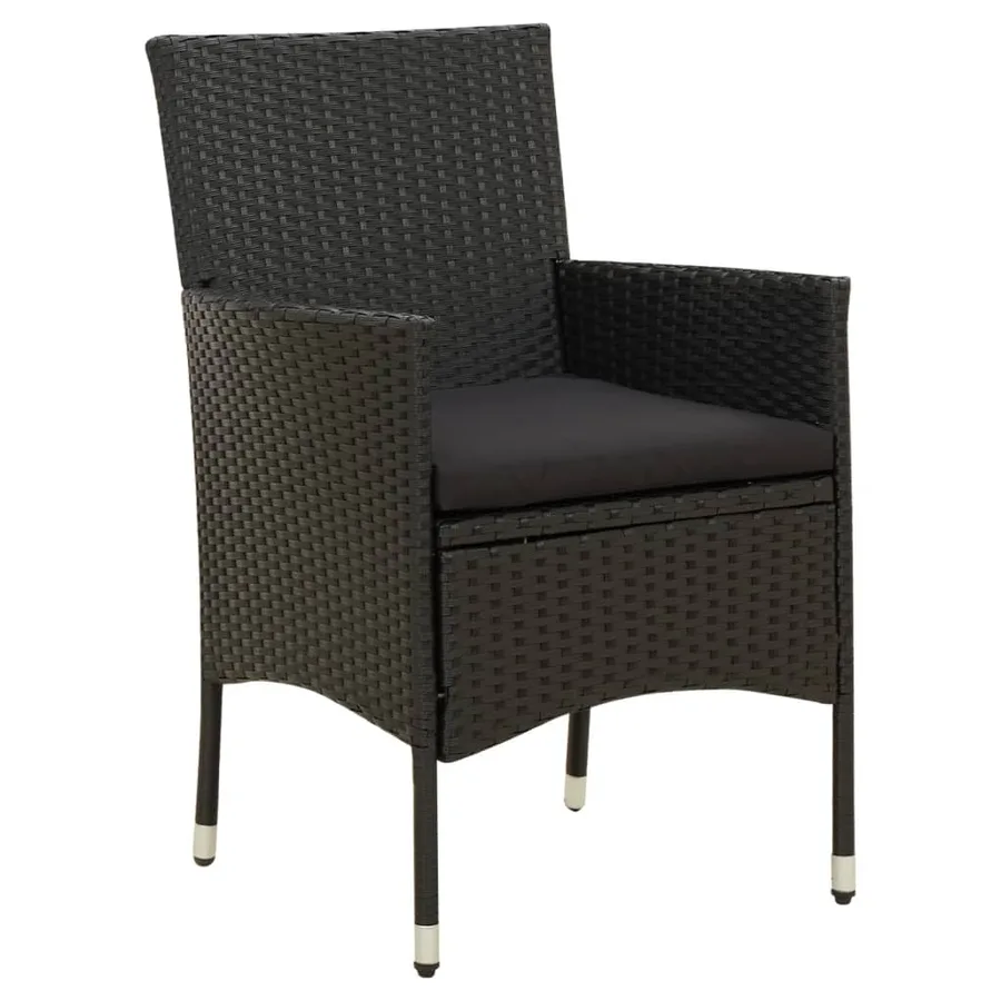 Salon de jardin 7 pcs avec coussins résine tressée noir - 3