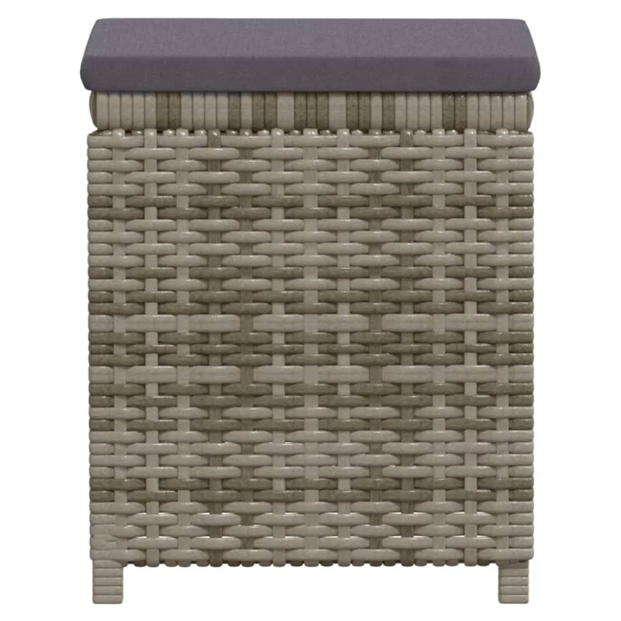 Salon de jardin 7 pcs avec coussins résine tressée gris - 10