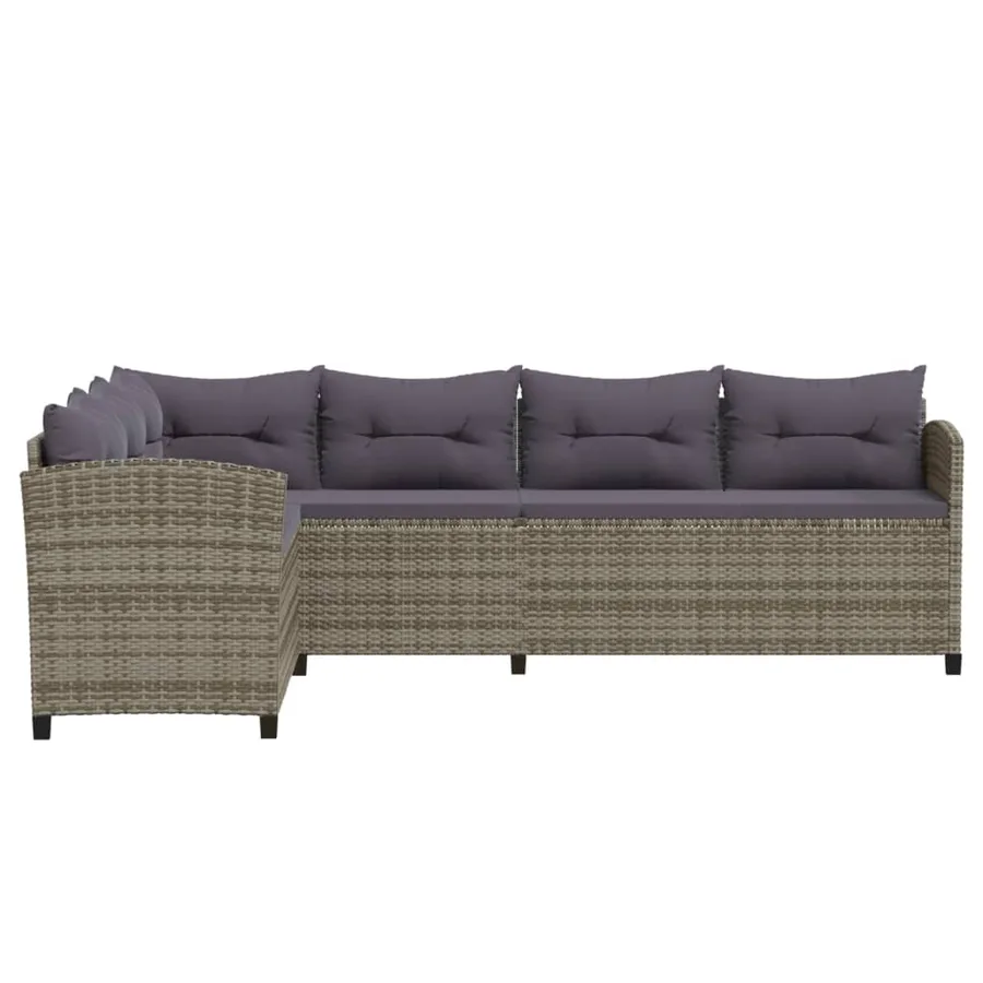 Salon de jardin 7 pcs avec coussins résine tressée gris - 7