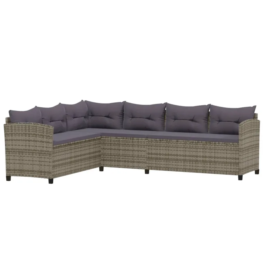 Salon de jardin 7 pcs avec coussins résine tressée gris - 8