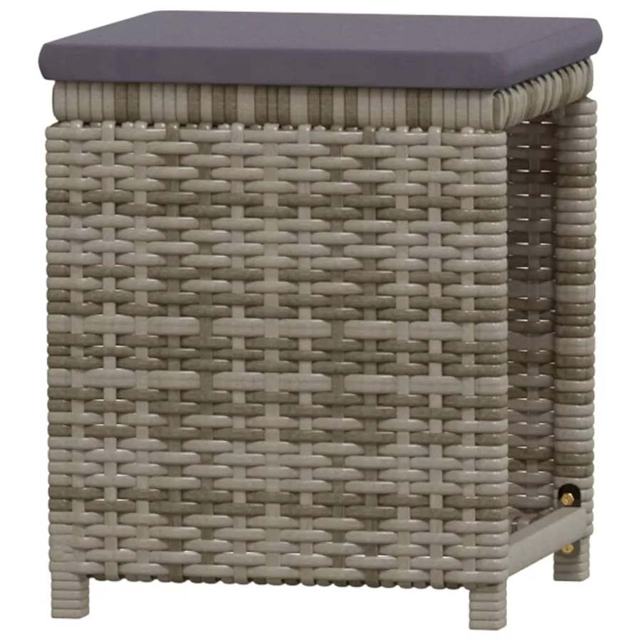 Salon de jardin 7 pcs avec coussins résine tressée gris - 9