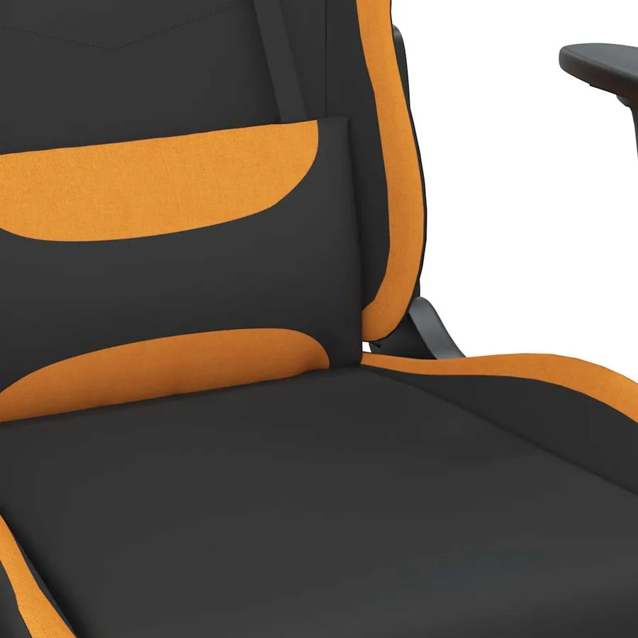 Chaise de jeu de massage avec repose-pied Noir et orange Tissu - 7