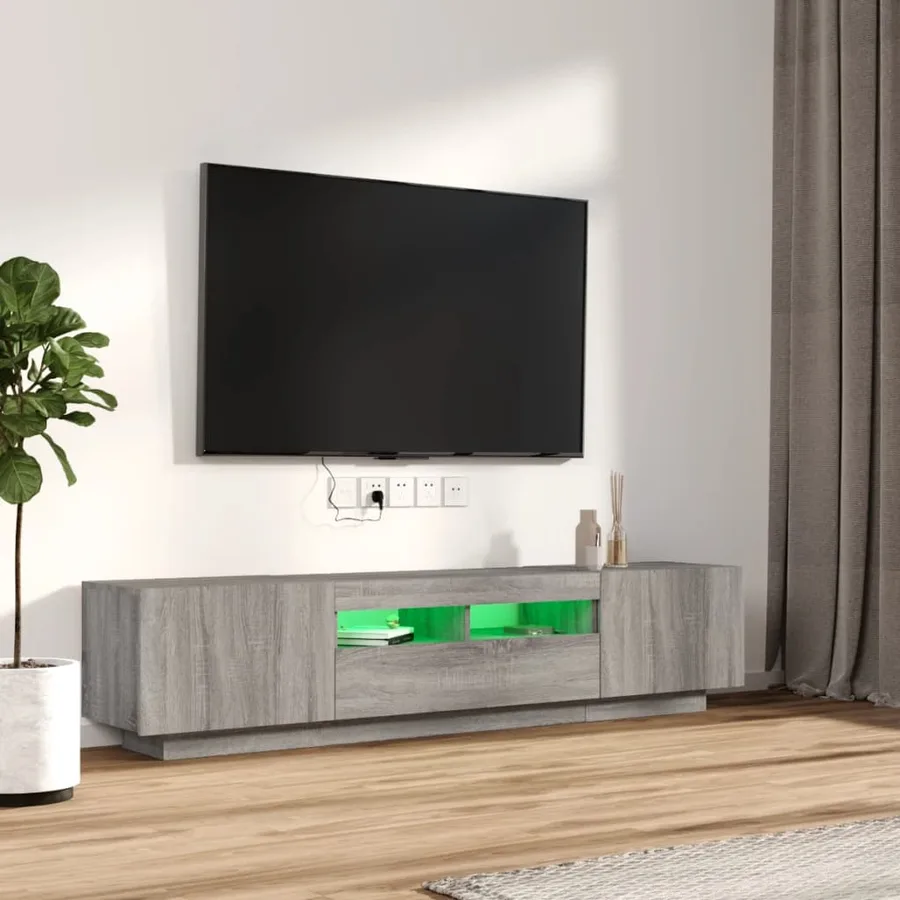 Ensemble de meubles TV avec lumières LED 2 pcs Sonoma gris - 4