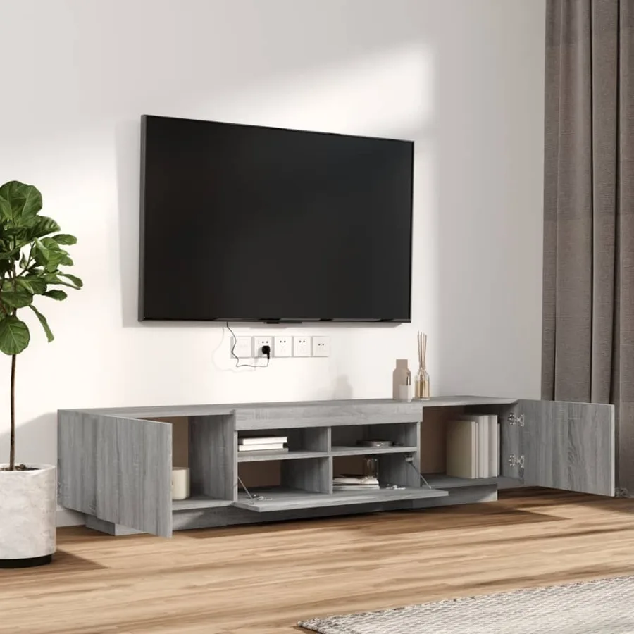Ensemble de meubles TV avec lumières LED 2 pcs Sonoma gris - 6