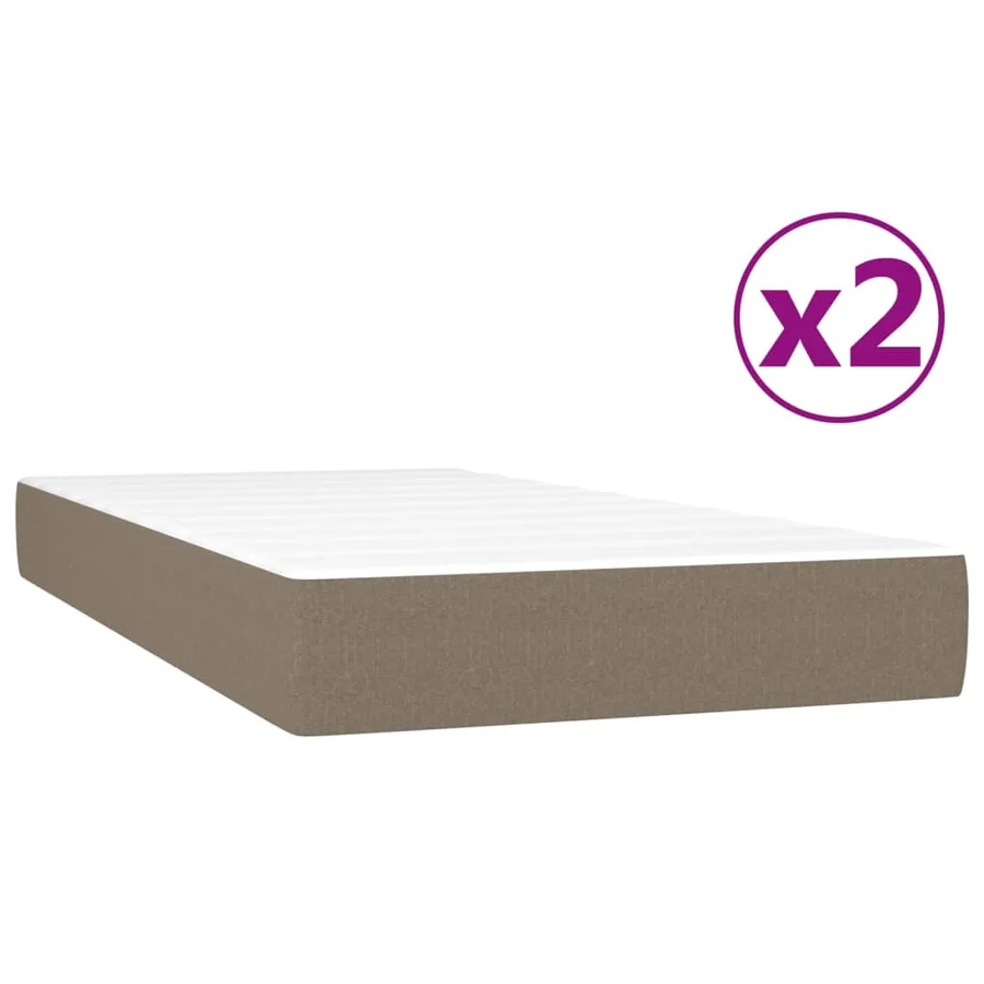 Sommier à lattes de lit avec matelas Taupe 200x200 cm Tissu - 4