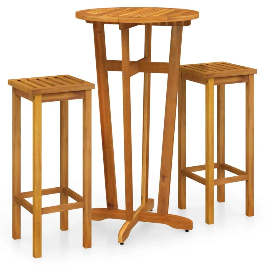 Ensemble de bar de jardin 3 pcs bois d'acacia solide - 2