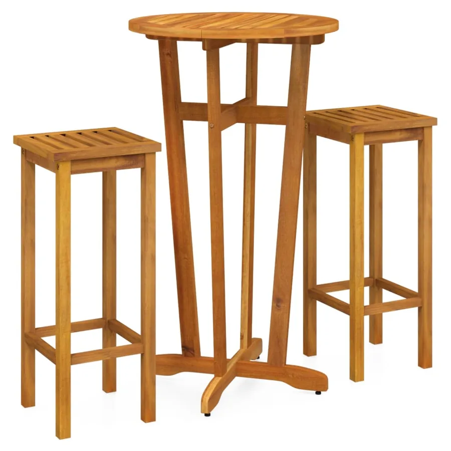 Ensemble de bar de jardin 3 pcs bois d'acacia solide - 3