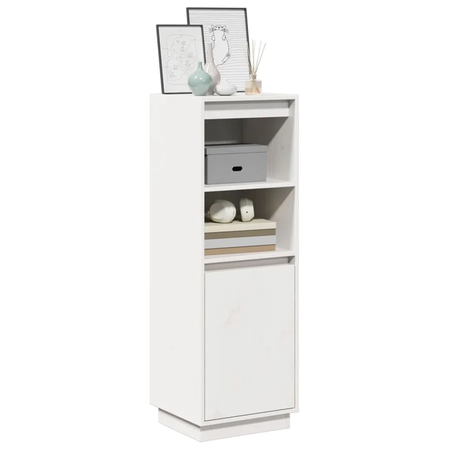Buffet haut Blanc 37x34x110 cm Bois massif de pin - 3