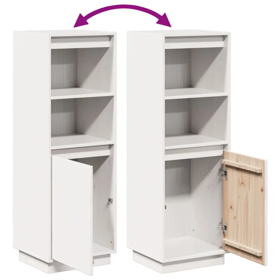 Buffet haut Blanc 37x34x110 cm Bois massif de pin - 8