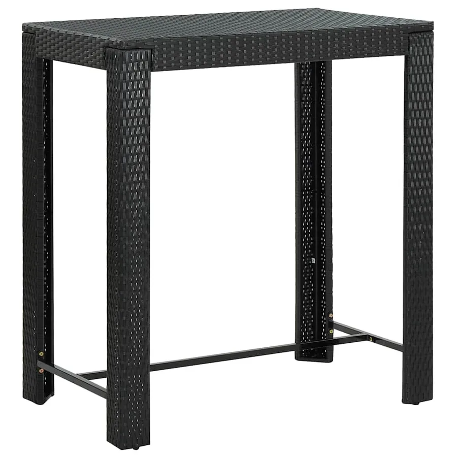 Ensemble de bar jardin 5 pcs noir poly rotin/bois massif acacia - 5