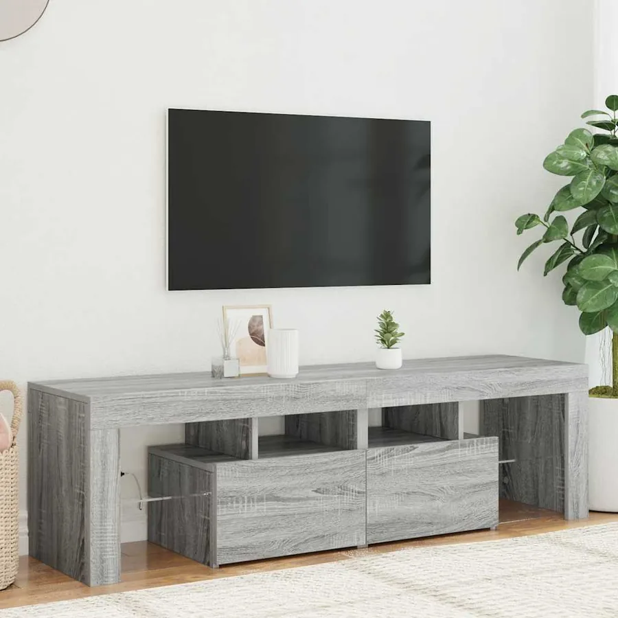 Meuble TV avec lumières LED Sonoma gris 140x36,5x40 cm