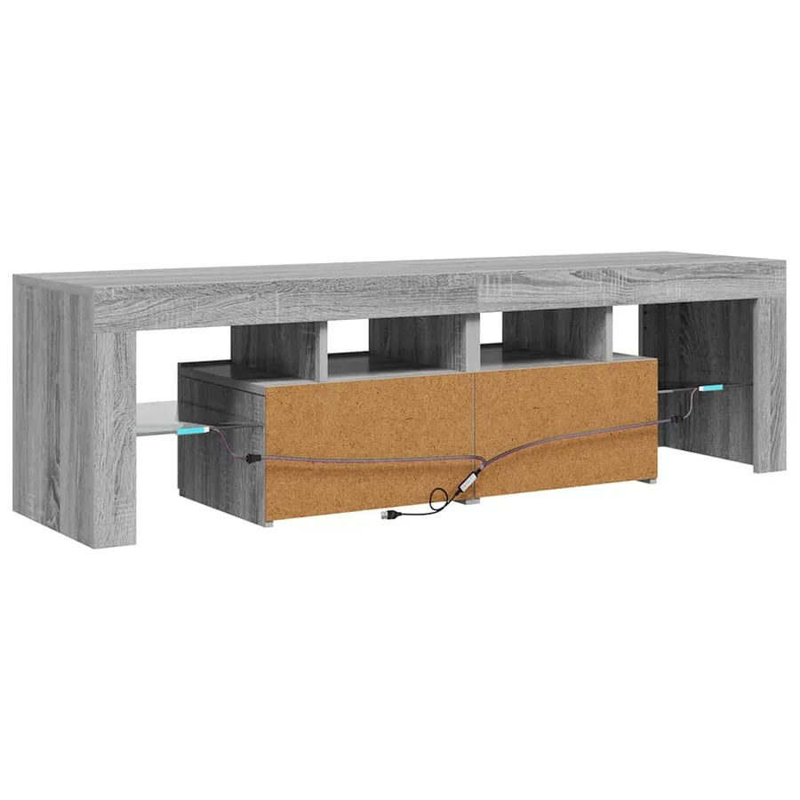 Meuble TV avec lumières LED Sonoma gris 140x36,5x40 cm - 11