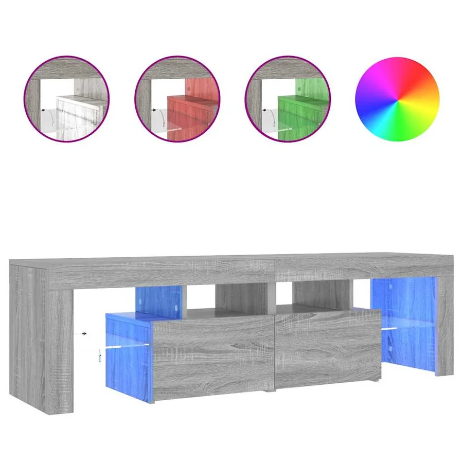 Meuble TV avec lumières LED Sonoma gris 140x36,5x40 cm - 2