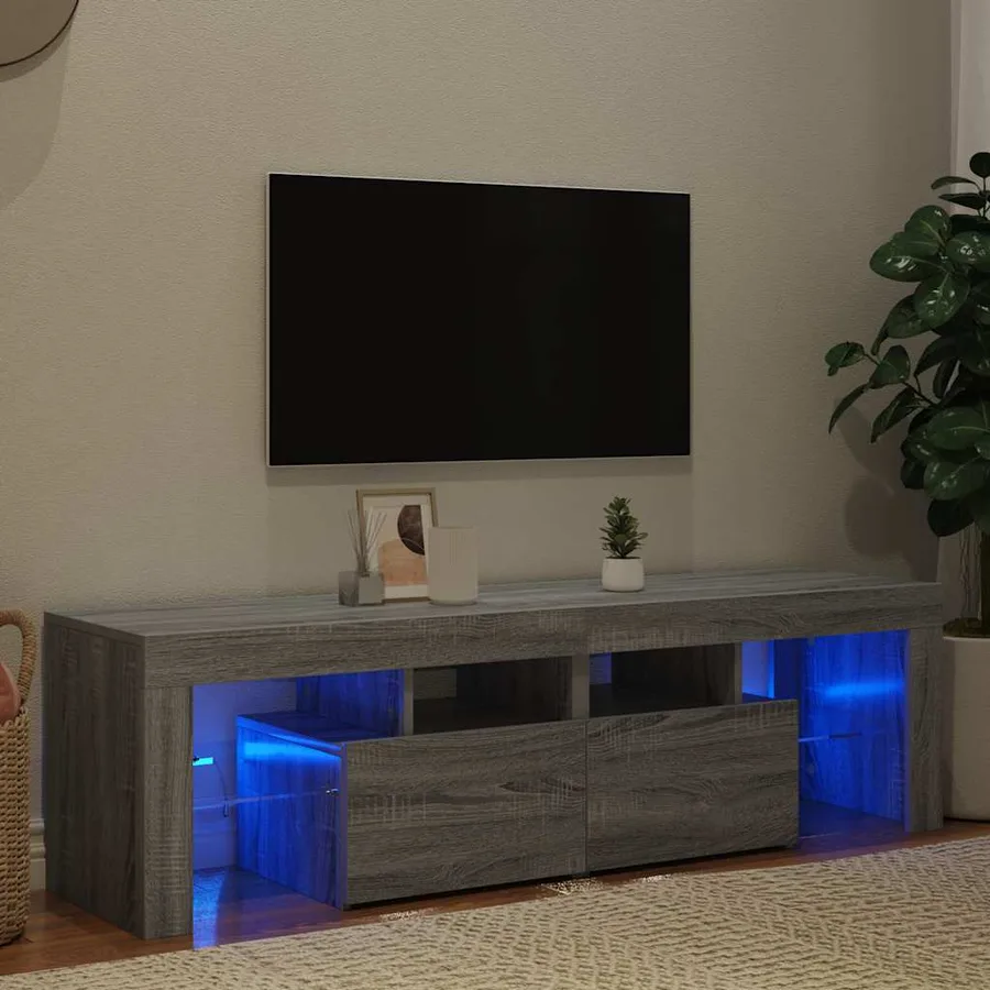 Meuble TV avec lumières LED Sonoma gris 140x36,5x40 cm - 3