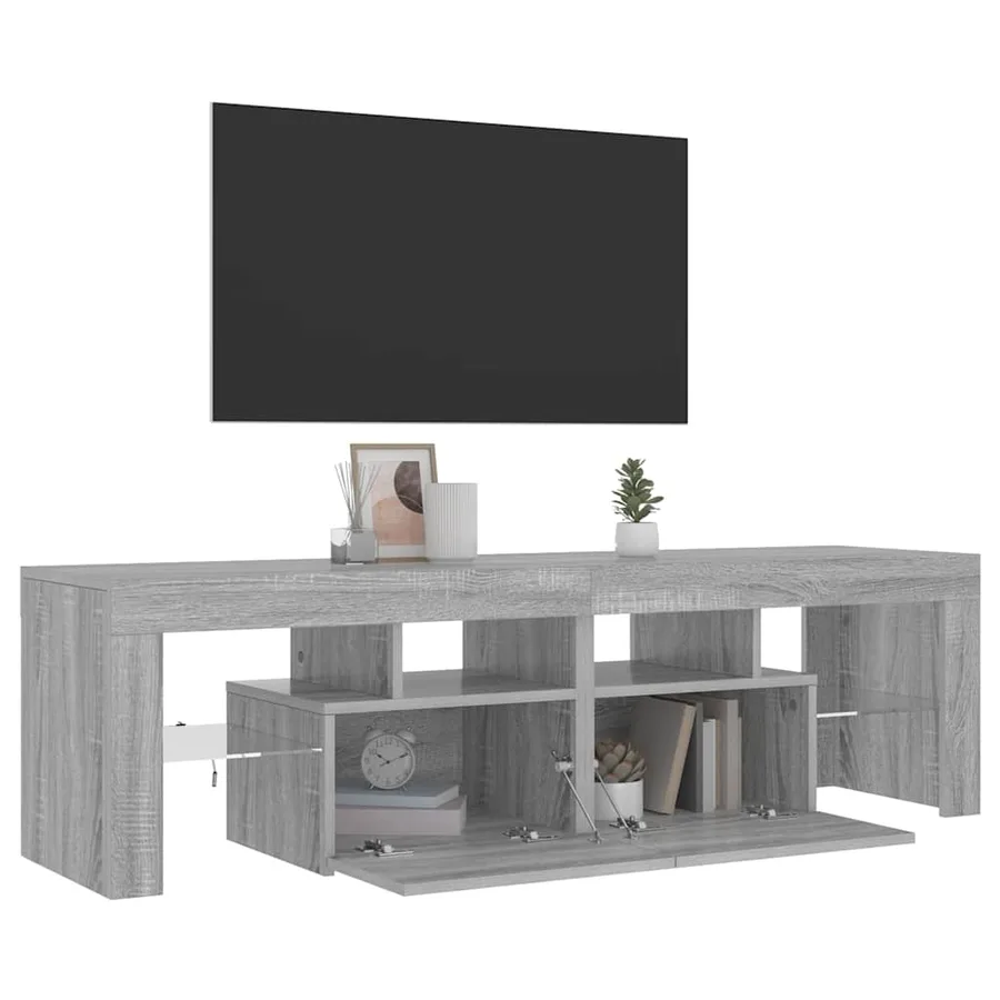Meuble TV avec lumières LED Sonoma gris 140x36,5x40 cm - 4