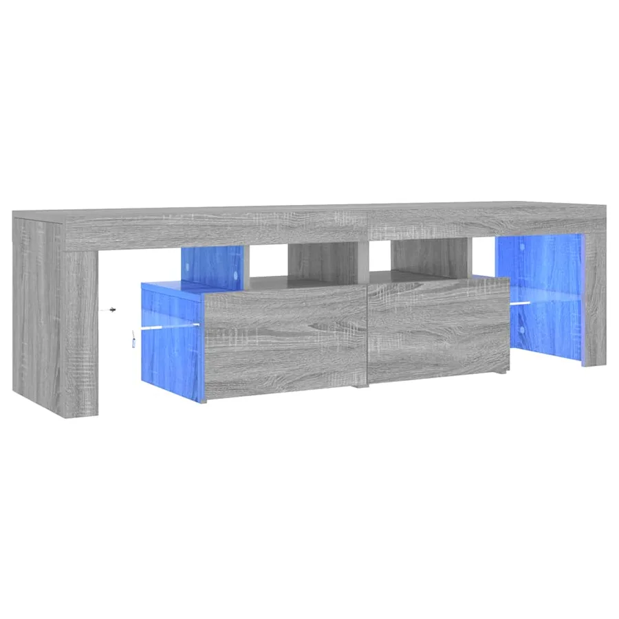 Meuble TV avec lumières LED Sonoma gris 140x36,5x40 cm - 5