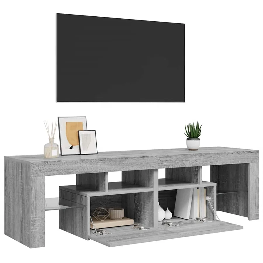 Meuble TV avec lumières LED Sonoma gris 140x36,5x40 cm - 6