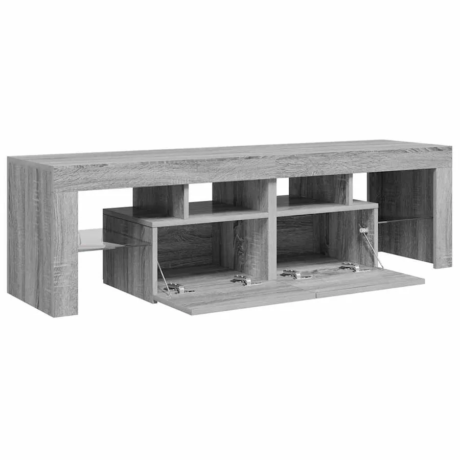 Meuble TV avec lumières LED Sonoma gris 140x36,5x40 cm - 9