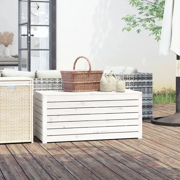 Boîte de jardin blanc 101x50,5x46,5 cm bois massif de pin