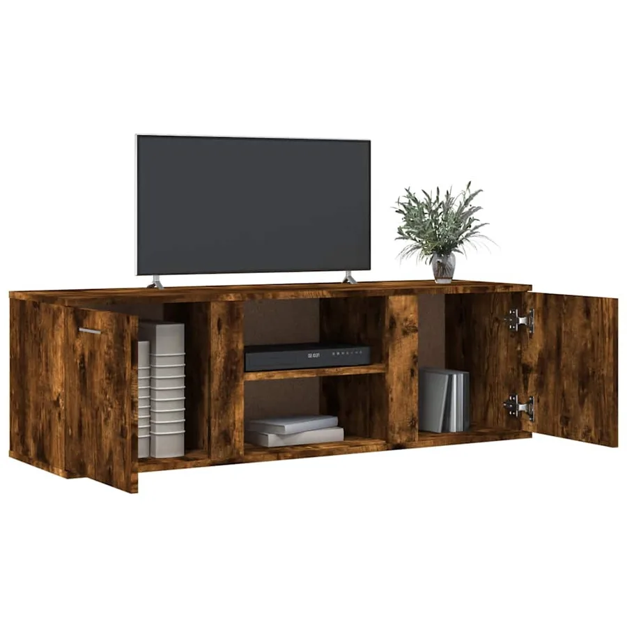 Meuble TV chêne fumé 120x34x37 cm bois d'ingénierie - 3