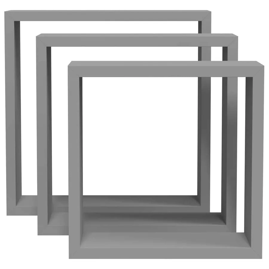 Étagères murales sous forme de cube 3 pcs Gris MDF - 5