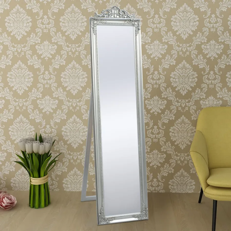 Miroir sur pied Style baroque 160x40 cm Argenté - 6
