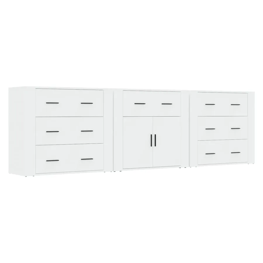 Buffets 3 pcs Blanc Bois d'ingénierie - 2