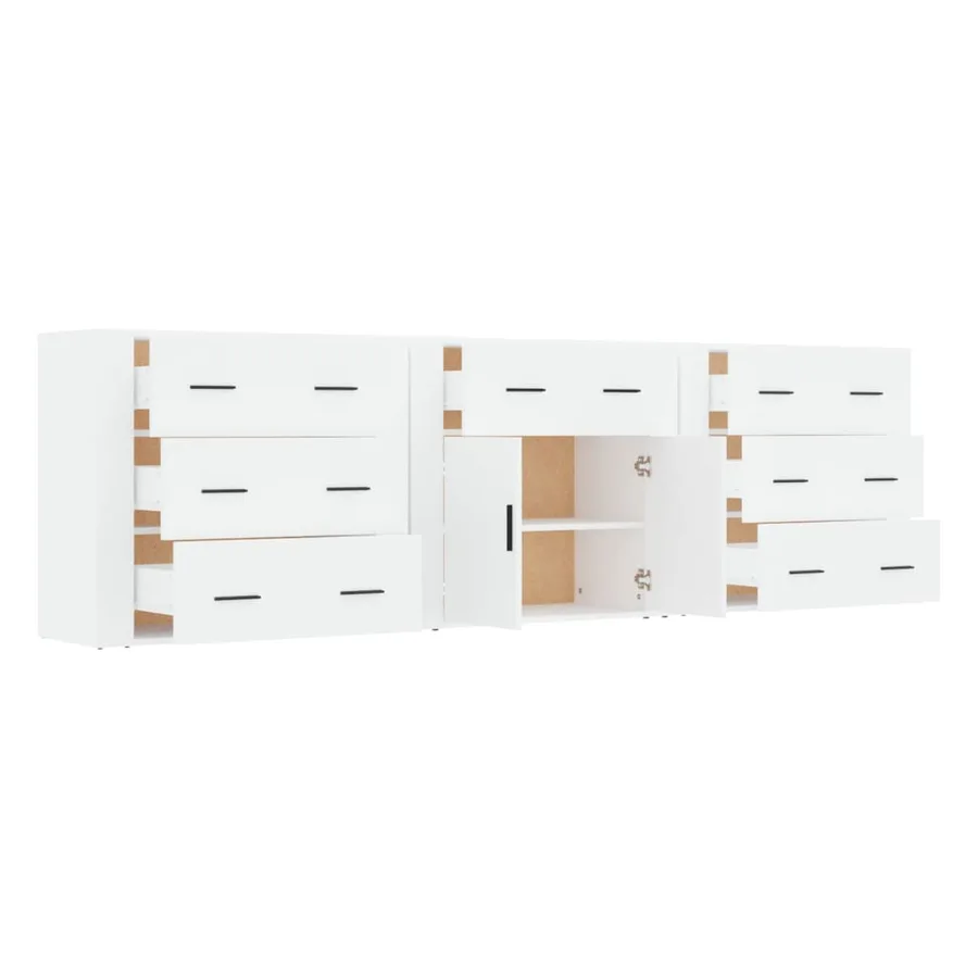 Buffets 3 pcs Blanc Bois d'ingénierie - 5