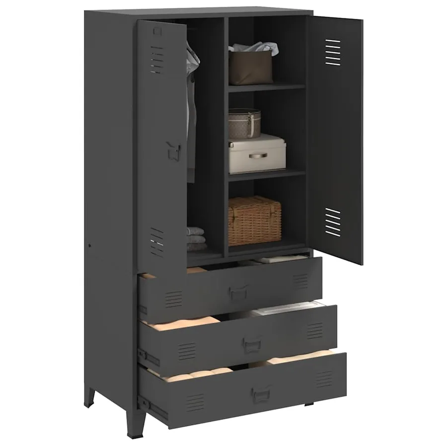Garde-robe industrielle Anthracite 90x50x180 cm Métal - 3
