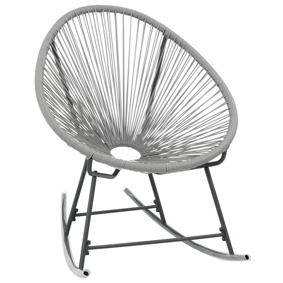 Chaise à bascule d'extérieur forme de lune Gris Résine tressée - 2