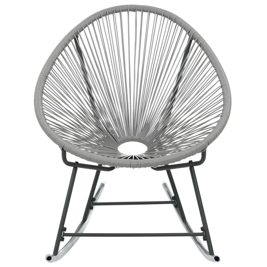 Chaise à bascule d'extérieur forme de lune Gris Résine tressée - 3