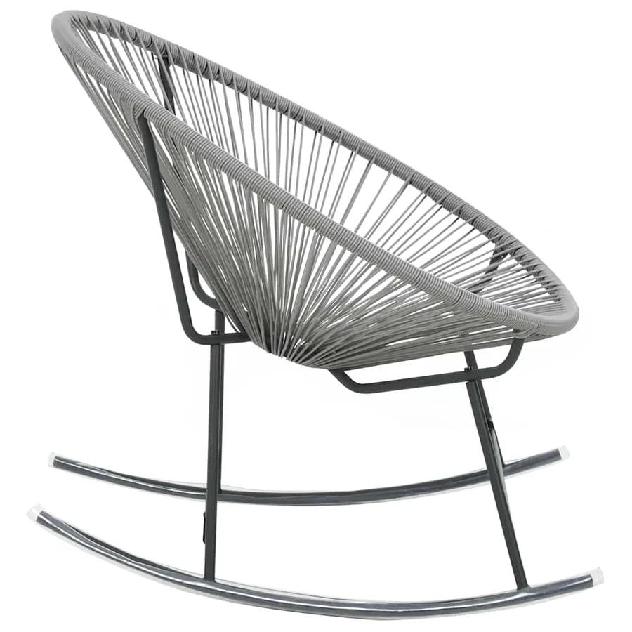 Chaise à bascule d'extérieur forme de lune Gris Résine tressée - 4