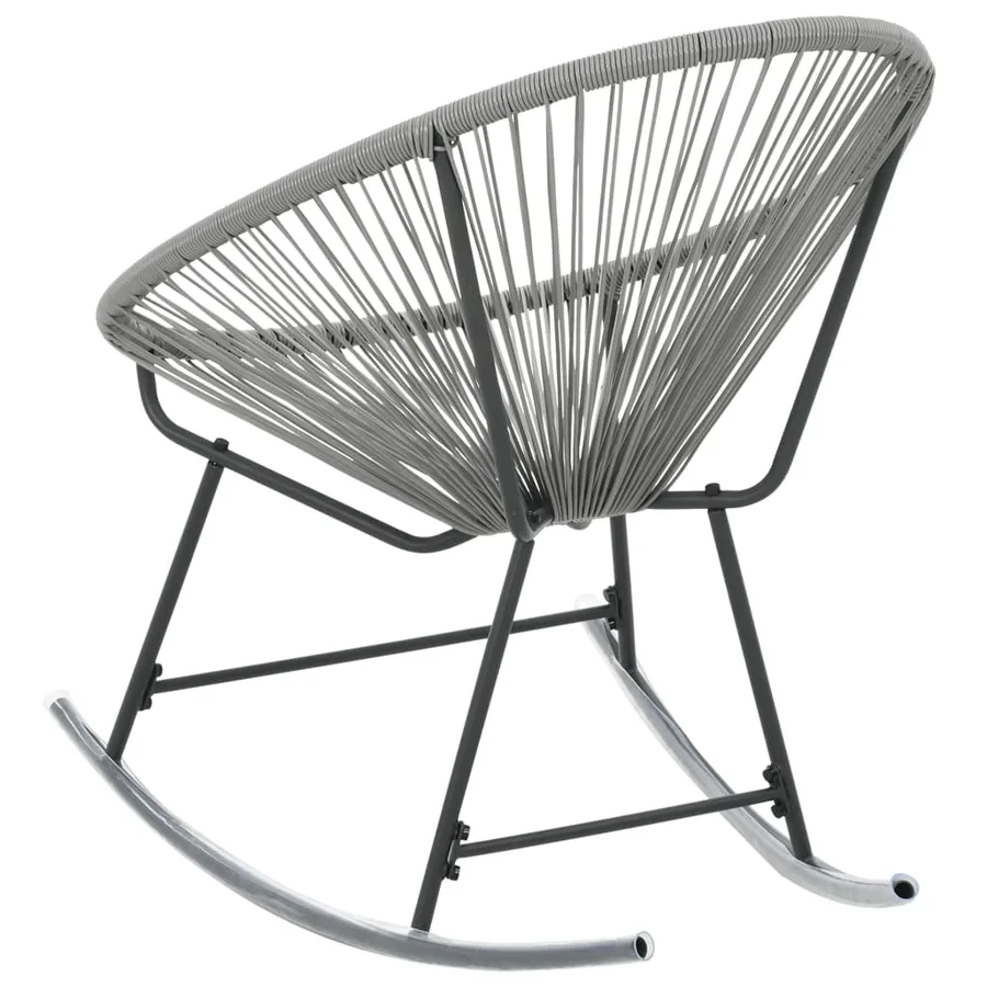 Chaise à bascule d'extérieur forme de lune Gris Résine tressée - 5