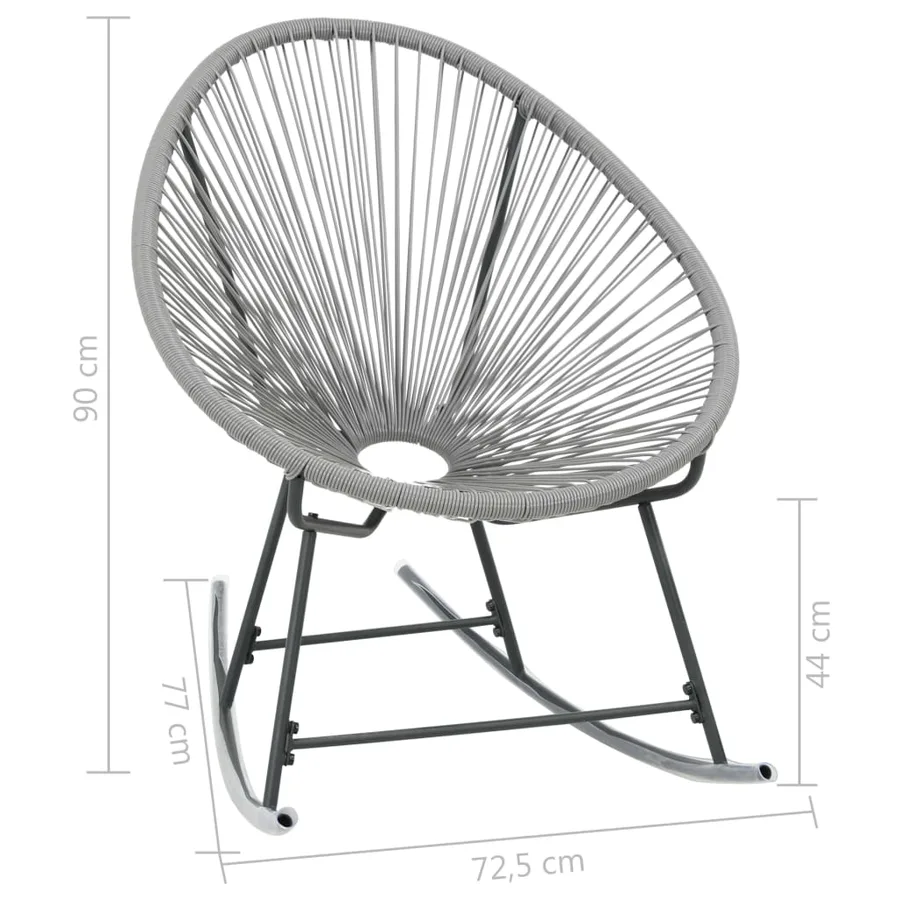 Chaise à bascule d'extérieur forme de lune Gris Résine tressée - 7