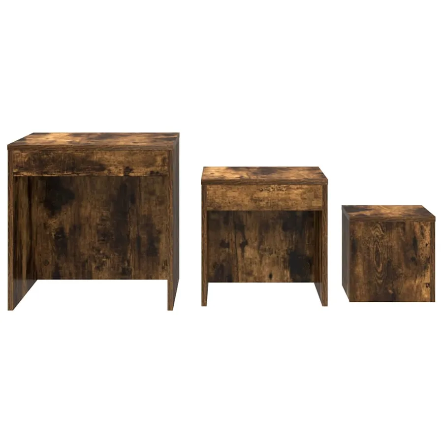 Tables gigognes 3 pcs Chêne fumé Bois d'ingénierie - 5