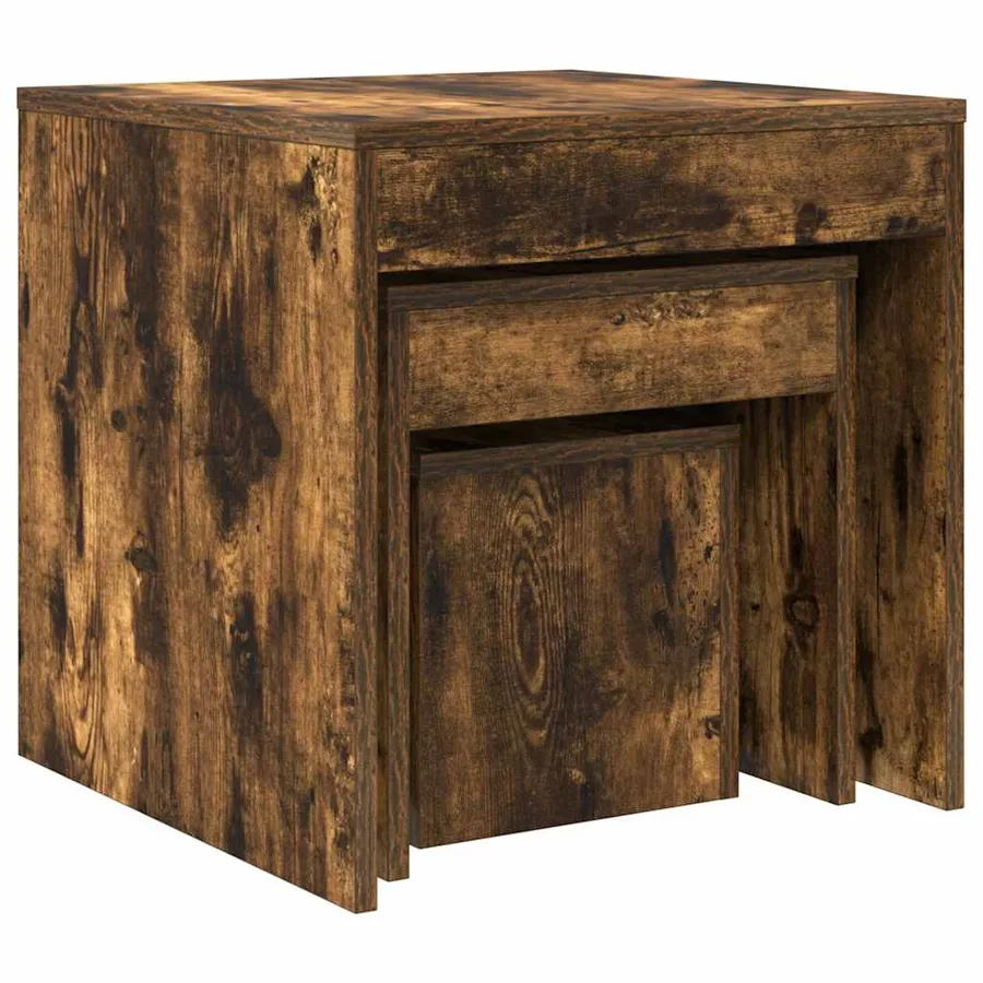 Tables gigognes 3 pcs Chêne fumé Bois d'ingénierie - 6