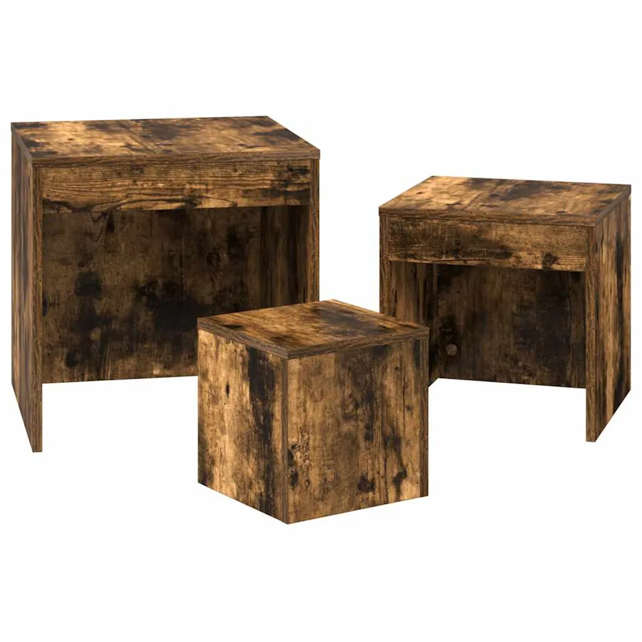 Tables gigognes 3 pcs Chêne fumé Bois d'ingénierie - 7