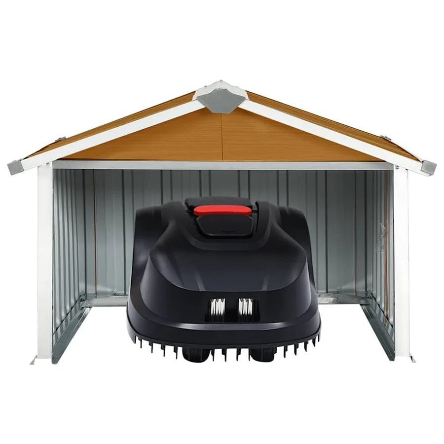 Abri pour robot de jardin 92x97x63 cm Acier galvanisé Marron - 3