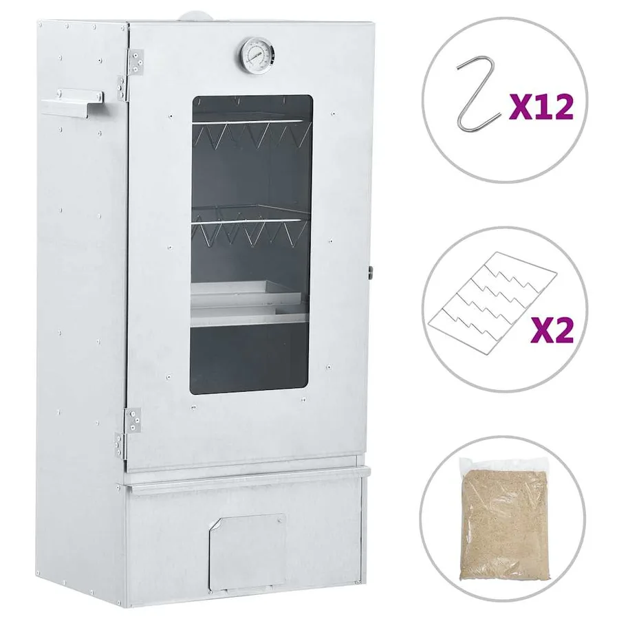 Fumoir de four à BBQ avec 1 kg de copeaux de bois 44,5x29x83 cm - 9