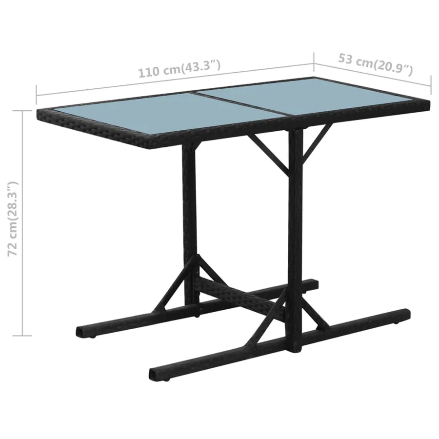 Ensemble de bistro 3 pcs avec coussins résine tressée noir - 10