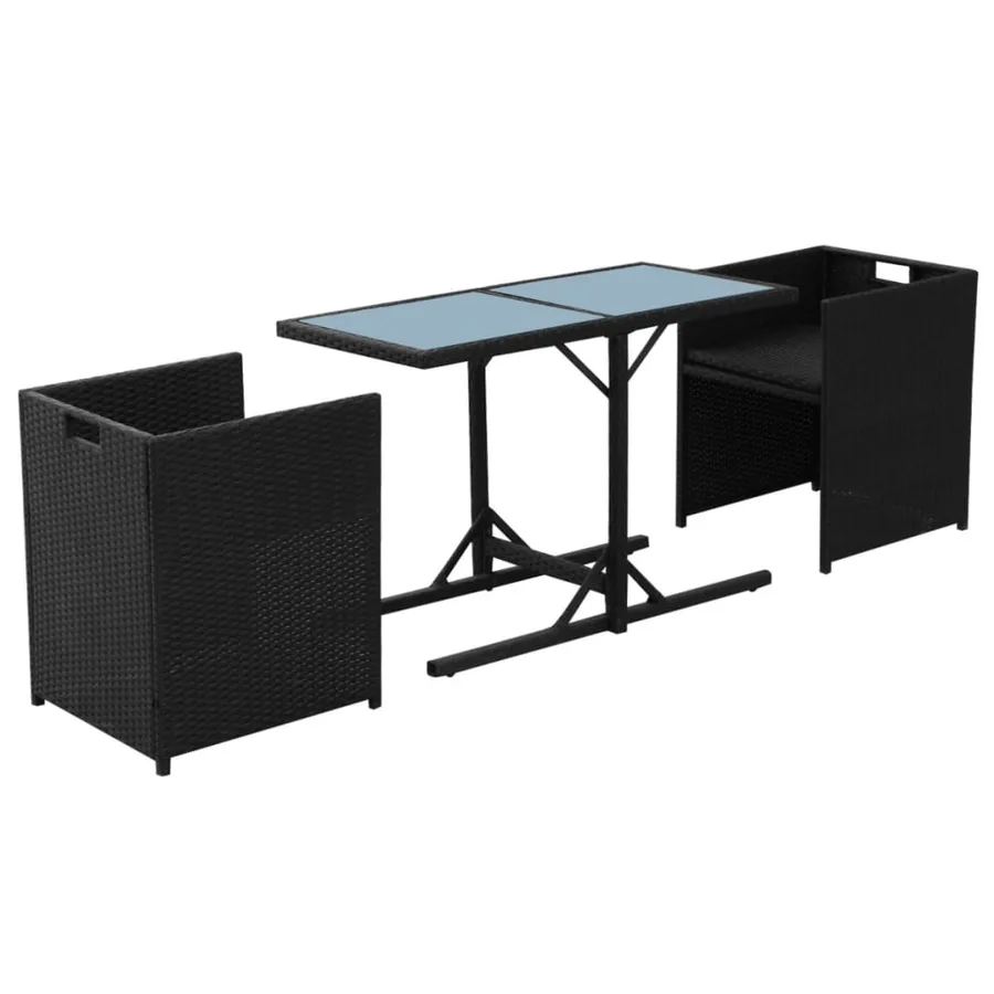 Ensemble de bistro 3 pcs avec coussins résine tressée noir - 5
