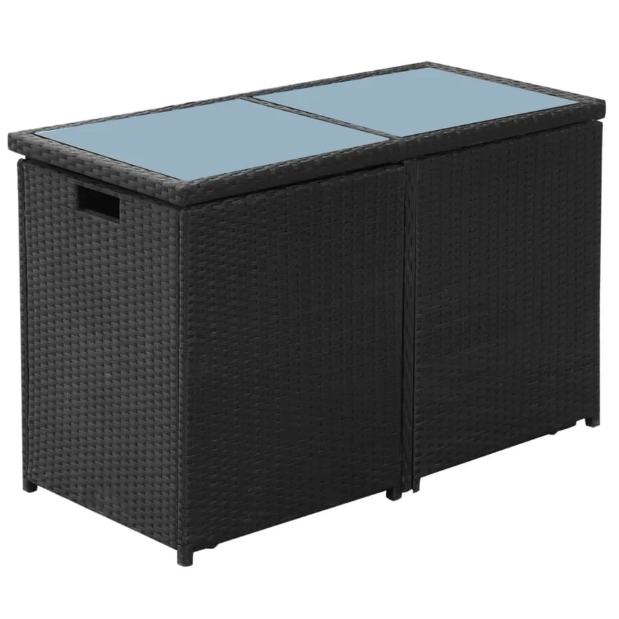 Ensemble de bistro 3 pcs avec coussins résine tressée noir - 6