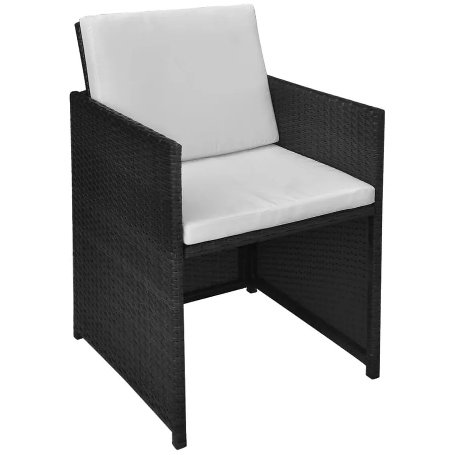 Ensemble de bistro 3 pcs avec coussins résine tressée noir - 8