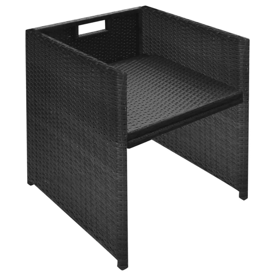 Ensemble de bistro 3 pcs avec coussins résine tressée noir - 9