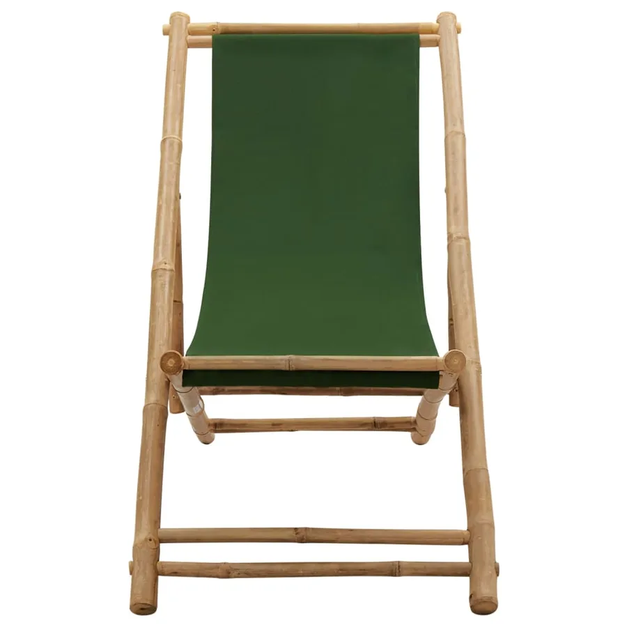 Chaise de terrasse Bambou et toile Vert - 2