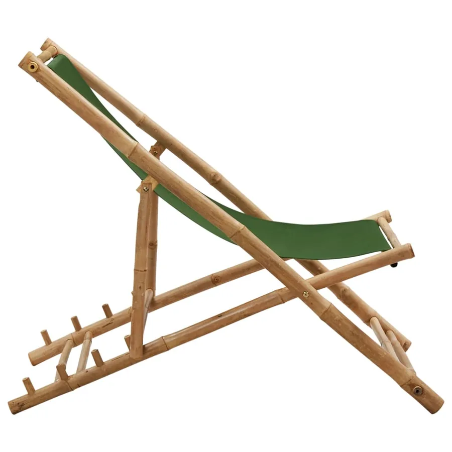 Chaise de terrasse Bambou et toile Vert - 3