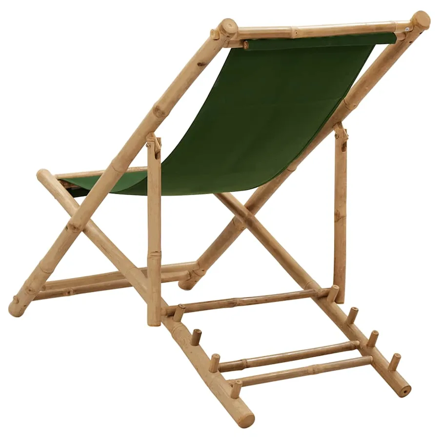 Chaise de terrasse Bambou et toile Vert - 4